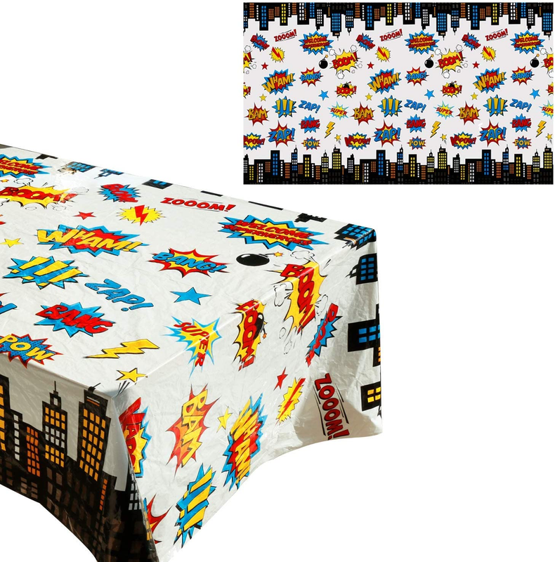 5 Pack Superhero Plastic Table Cover,43" X 71" Superhero Tab