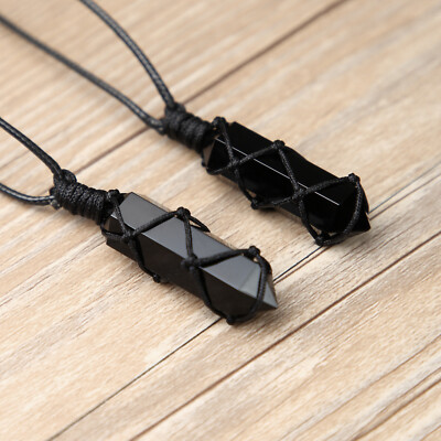 Natural Stone Obsidian Pendant Healing Reiki Men Women Necklace Christmas Gifts