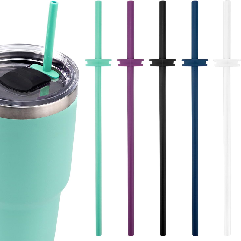 5Pcs Silicone Straws for Yeti Rambler 30/20/10Oz Tumbler with Magslider Lid, Reu