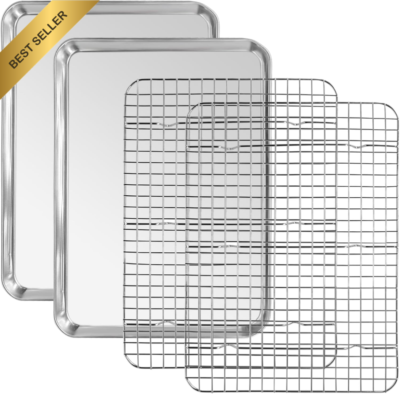 Baking Sheet with Rack Set [2 Baking Pans + 2 Cooling Racks], Stainless Steel Co