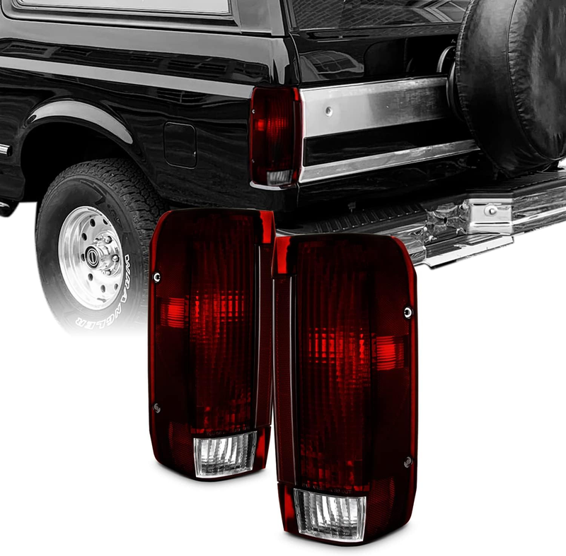 Red Brake Taillights Pair for 1987-1997 Ford Bronco F150 F250 F350 Pickup Truck