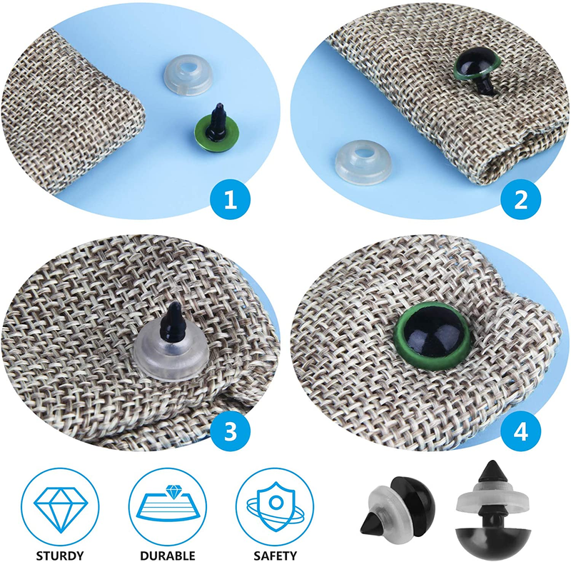 600PCS Colorful Safety Eyes and Noses with Washers for Amigurumi Crafts, Assorte