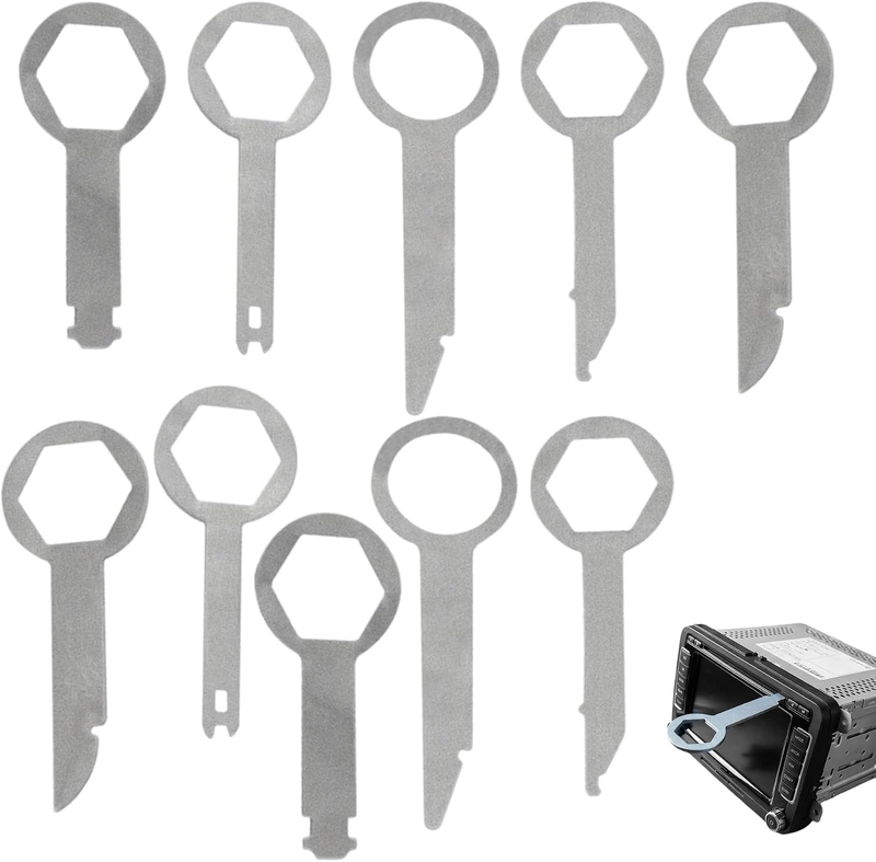 10 Pcs Car Radio Removal Tool Key Set, Mixed Sizes 60Mm 64.5Mm 69.5Mm 71Mm 78Mm,