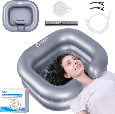 Inflatable Shampoo Basin - Portable Shampoo Bowl, Hair Washing Basin for Bedridd