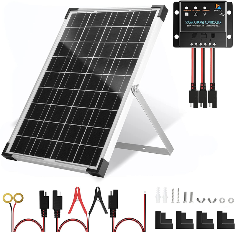 30 Watt 12V Solar Panel Kit Battery Maintainer Trickle Charger, with Waterproof