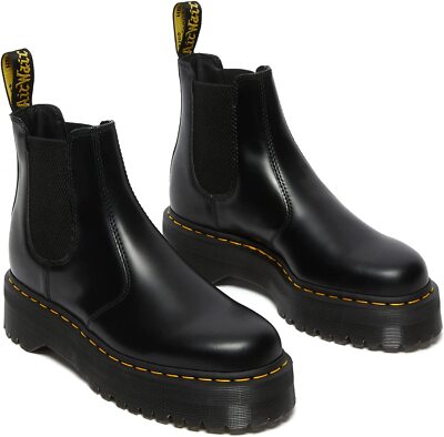 Pre-owned Dr. Martens 2976 Quad Boots Black Polished Smooth
