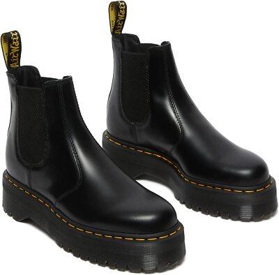 Pre-owned Dr. Martens' Dr. Martens 2976 Quad Boots Black Polished Smooth