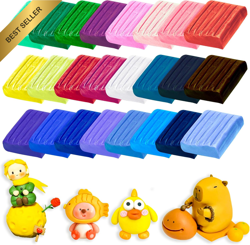 Polymer Clay 24 Colors,  Modeling Clays for Kids DIY Starter Oven Baking, Ideal