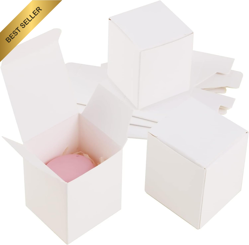 50 Pcs; (5X5X5 Cm) White Kraft Paper Boxes; Square White Kraft Paper Boxes; Easy