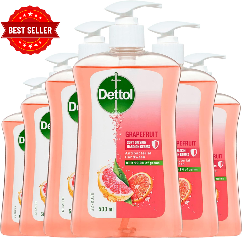 Antibacterial Liquid Handwash Pump Grapefruit, 500Ml X 6 Pack