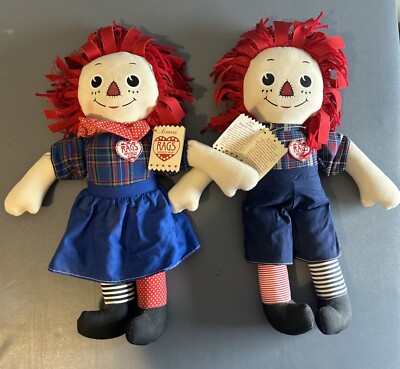 Vintage  98 NEW 17 RAGS Raggedy Ann and Andy Doll By Applause-Fabric & Yarn Hair