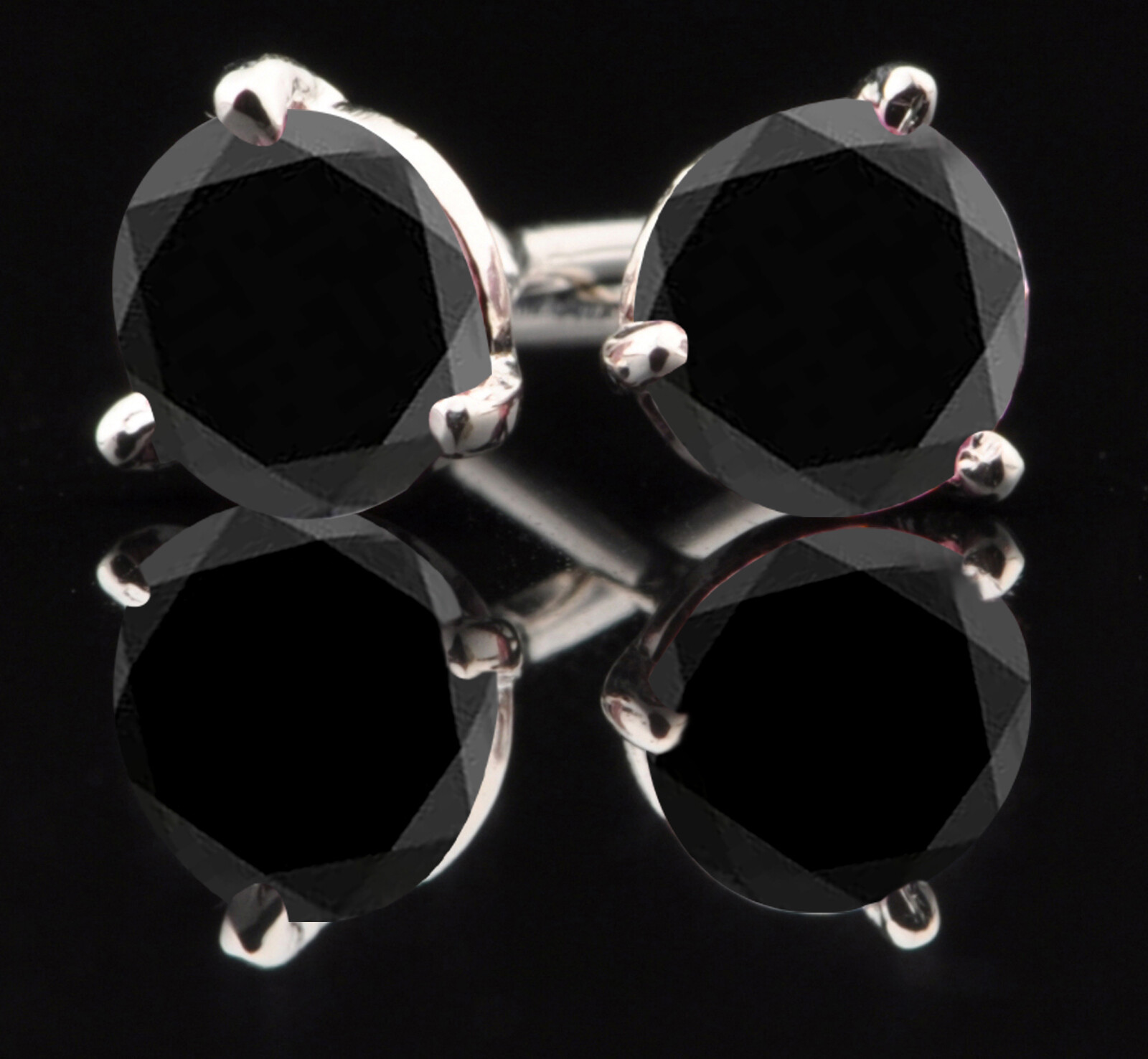 Pre-owned Planet Technology 3.00ct Round Shape Natural Black Diamond Women's Studs In 925 Sterling Silver In Jet Black