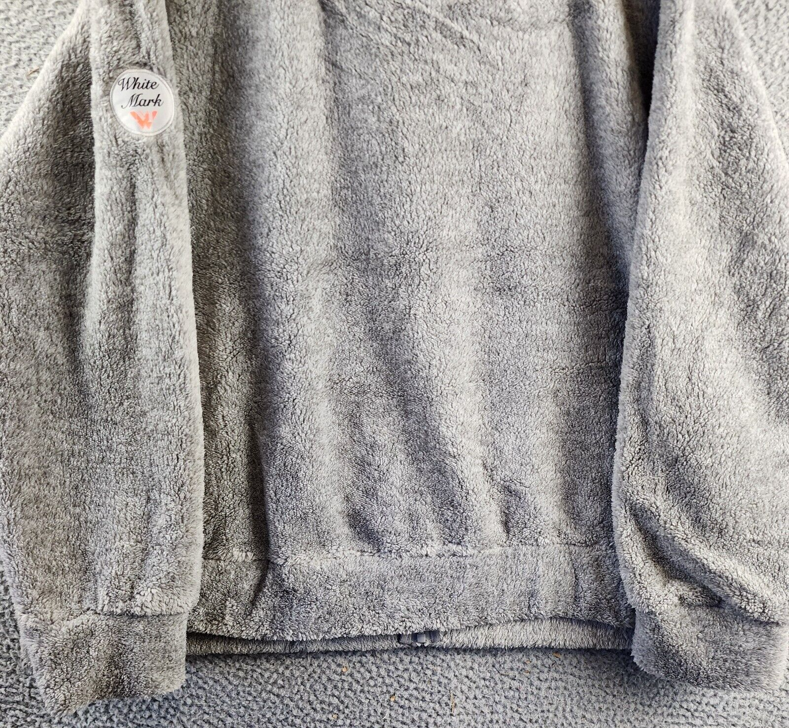 White Mark Plus Size Hooded Sherpa Jacket Women's 3XL Gray Zipper Closure L/S~ - Picture 14 of 15