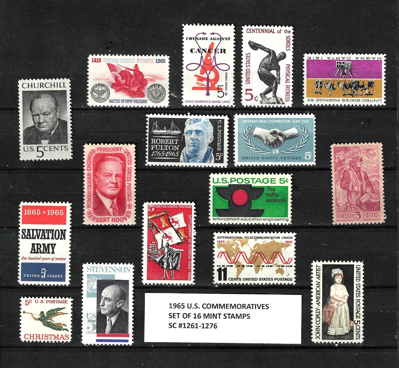 1965 US Commemorative Year Stamp Set.  SC# 1261-1275 OG MINT NH