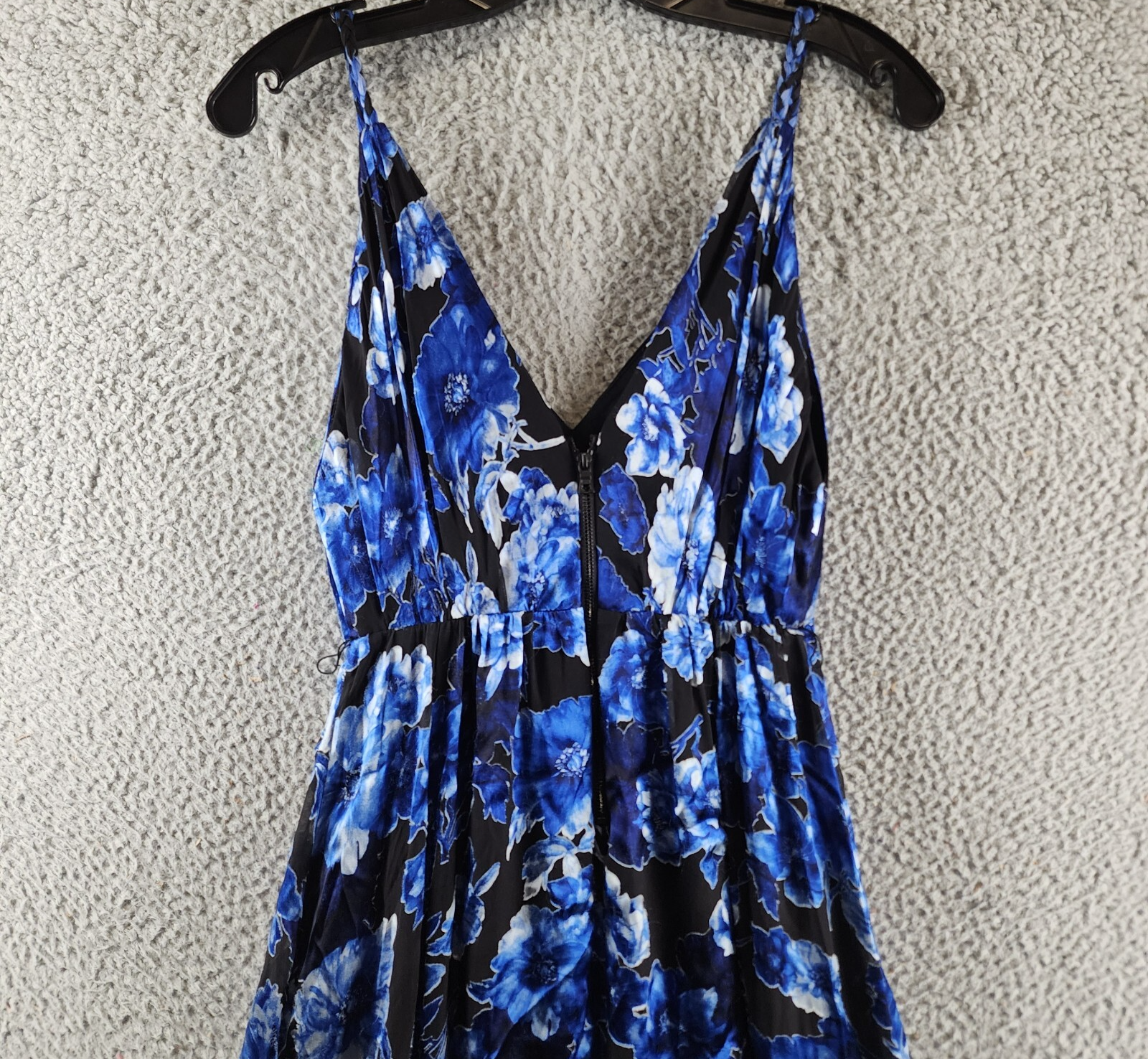 Alice + Olivia Samantha Faux Wrap Maxi Dress Women's 0 Black/Blue Silk Blend - Picture 13 of 14