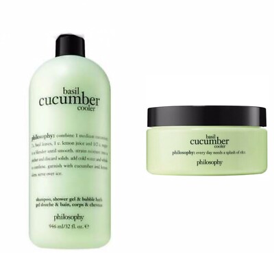 PHILOSOPHY BASIL CUCUMBER COOLER Shower Gel Shampoo +  GLAZED BODY SOUFFLÉ