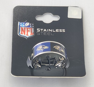 Baltimore Ravens Stainless Steel Ring with Inlaid Graphics Size 10  NFL Football