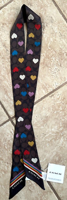 COACH SIGNATURE LOVE PRINT SILK SKINNY SCARF:NWT CP349