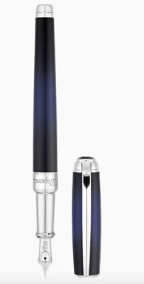 S.T. Dupont Line D Atelier Sunburst Blue Medium Fountain Pen, 410105M New In Box