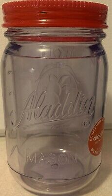 Aladdin Mason 16 oz Double Wall Plastic Tumbler Jar w/ Lid , BPA Free New