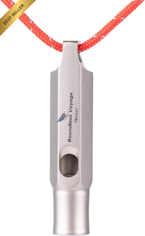 Titanium Emergency Whistle with Lanyard Loud Survival Safety for Camping Hiking