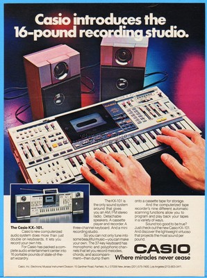 1984 Casio KX-101 Print Ad 80's Sound System Electronic Keyboard Boom Box Stereo