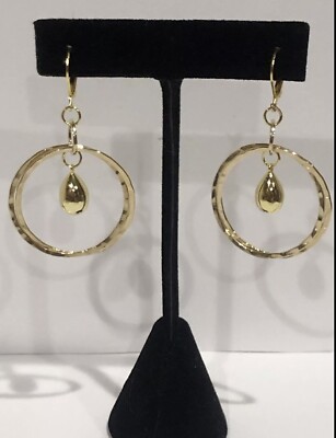 14k Solid Gold Leverbacks w 14k Gold w Silver Core ￼Circles & Teardrops 2  Drop