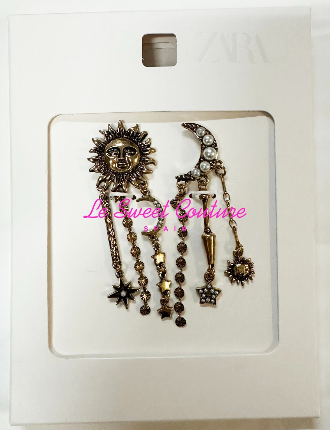 ZARA WOMAN NWT SS25 SUN AND MOON CHARM EARRINGS GOLDEN 4548