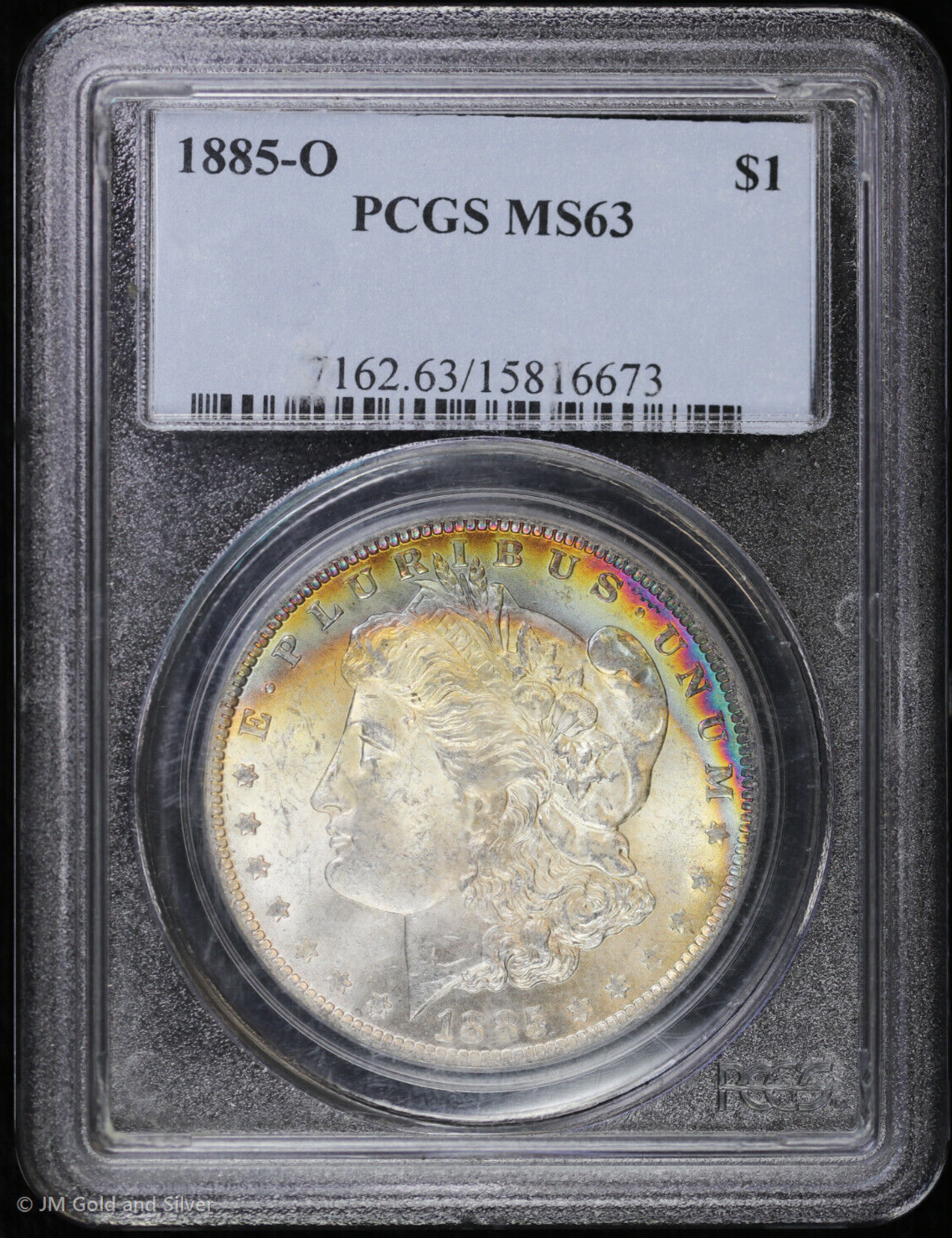 1885 O $1 モルガン・ドル MS 63 1885-O $1 Morgan Silver Dollar PCGS MS 63 | Rainbow Toning