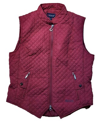 EOUS Quilted Vest Lined Full Zip Microfiber Merlot Red Sz Med Riding Comfy Style