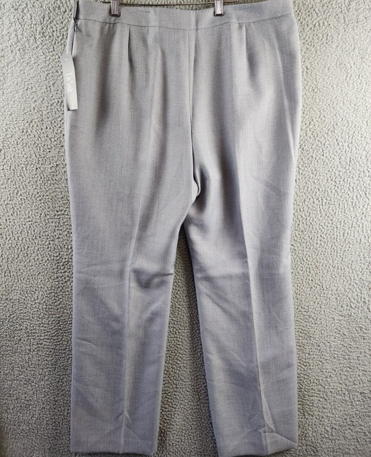 Le Suit Herringbone Pants Women's 16 Granite Pleated Front Elastic Waist Pull On - Picture 13 of 15