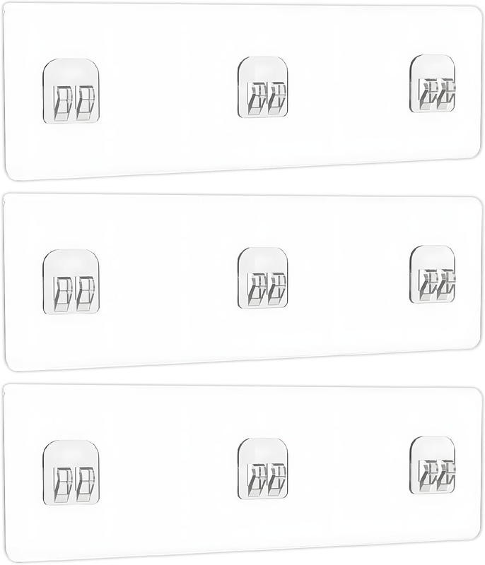 3 Pcs Heavy Duty Adhesive Hooks with Strong Adhesive Stickers, Wall Mount Replac