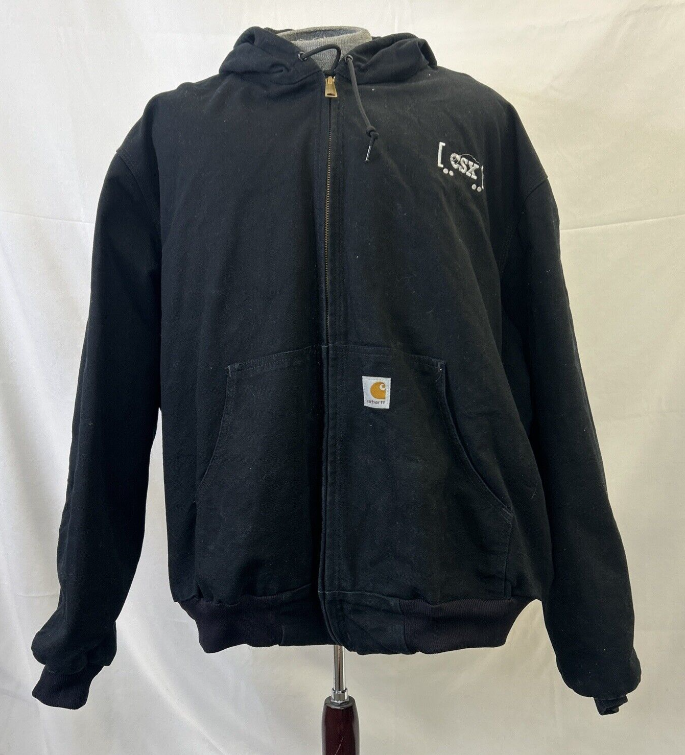 Carhartt Black Canvas Zip Hooded Jacket Size Men's 2XL J131 Carhartt Black Canvas Zip Hooded Jacket Size Men's 2XL J131