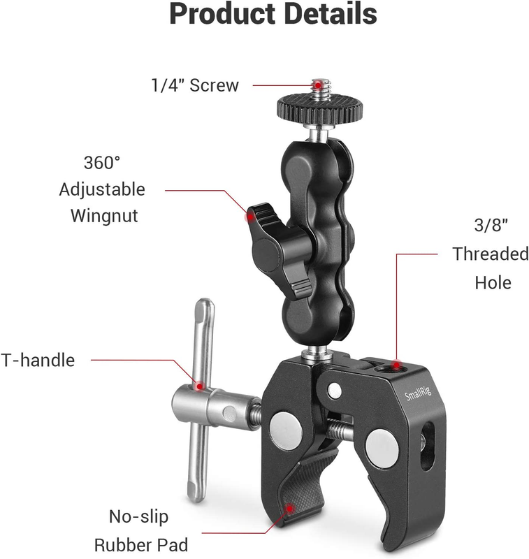 Multi-Functional Ballhead Clamp Double Ball Adapter with Bottom Clamp - 2164