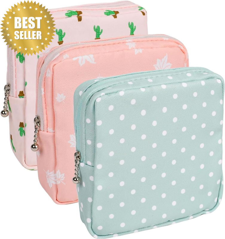 Small Portable Period Bag for Women, Sanitary Napkin Storage Pouch with Waterpro