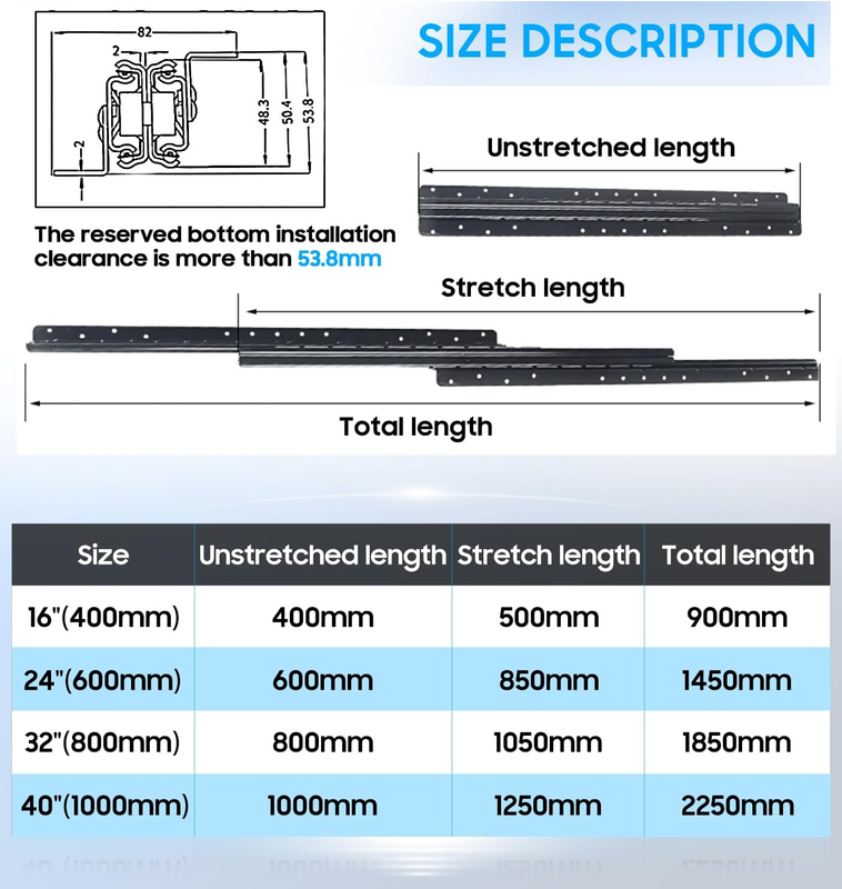 REGUDA Undermount Heavy Duty Drawer Slides Rail Bottom Mounted Full Extension Hi