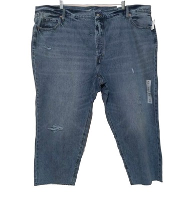 NEW Old Navy 28 High Rise Jeans Slouchy Straight Crop Med Wash MSRP $45