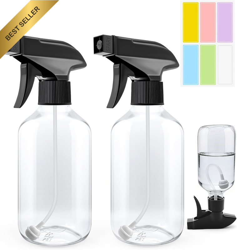 10Oz/300Ml 360° Spray Bottles (2-Pack) Clear Plastic Small Spray Bottles, Spray