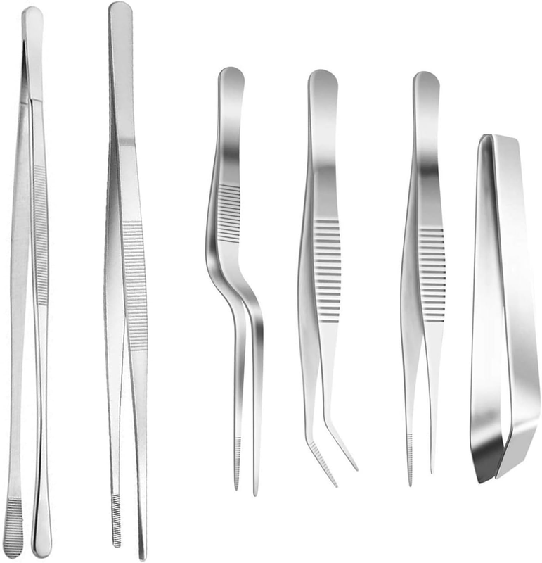 6 Pcs Cooking Tweezer Tongs, 12'' and 6.3