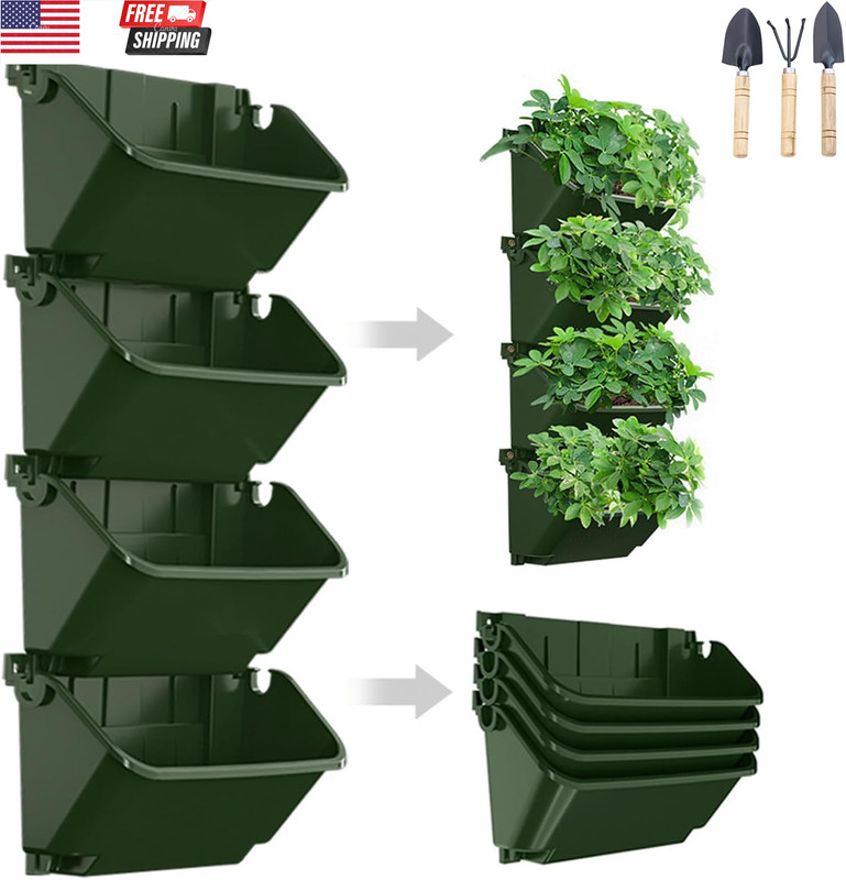 Vertical Wall Planter, 4 Packs Self Watering Wall Planters for