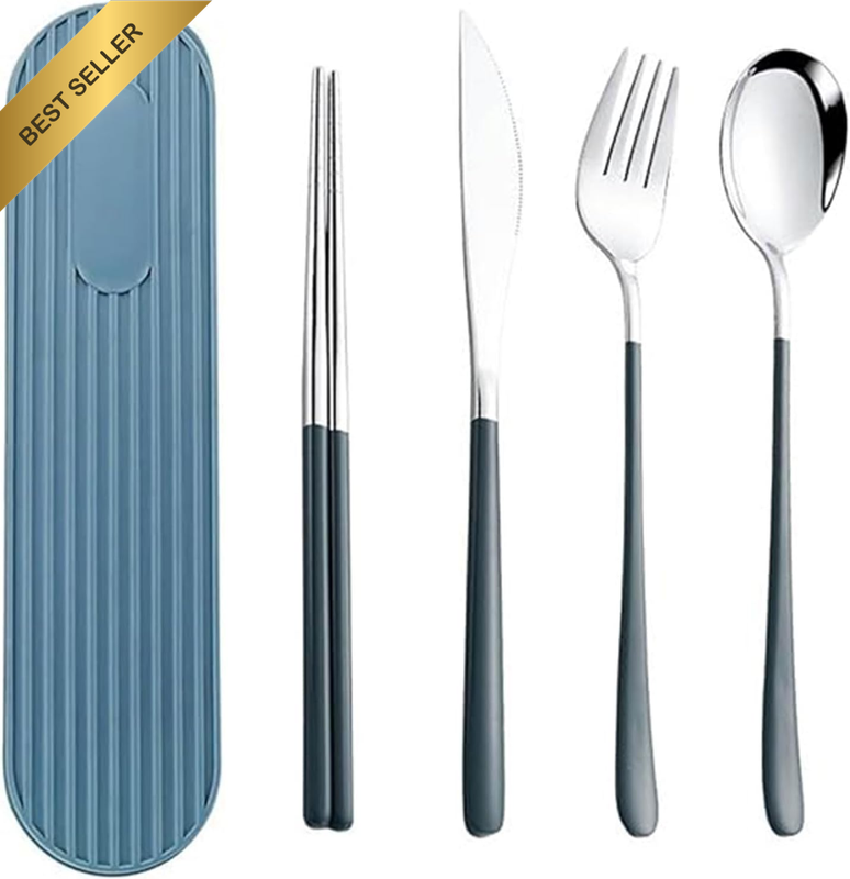Reusable Portable Travel Cutlery Set, 410 Stainless Steel Eco-Friendly Utensils