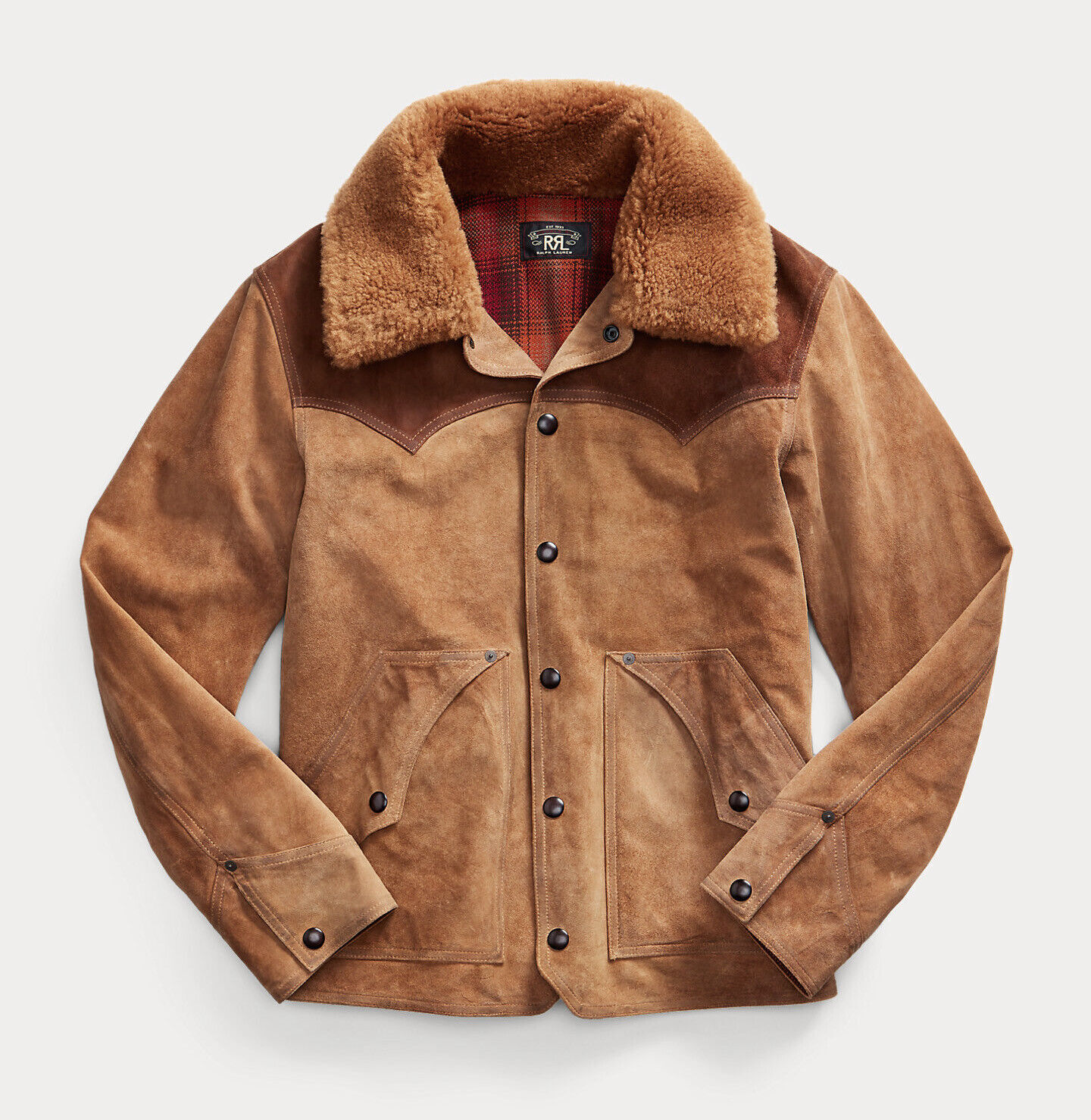 Ralph Lauren RRL Brown Roughout Suede Shearling Collar Ralph Lauren RRL Brown Roughout Suede Shearling Collar