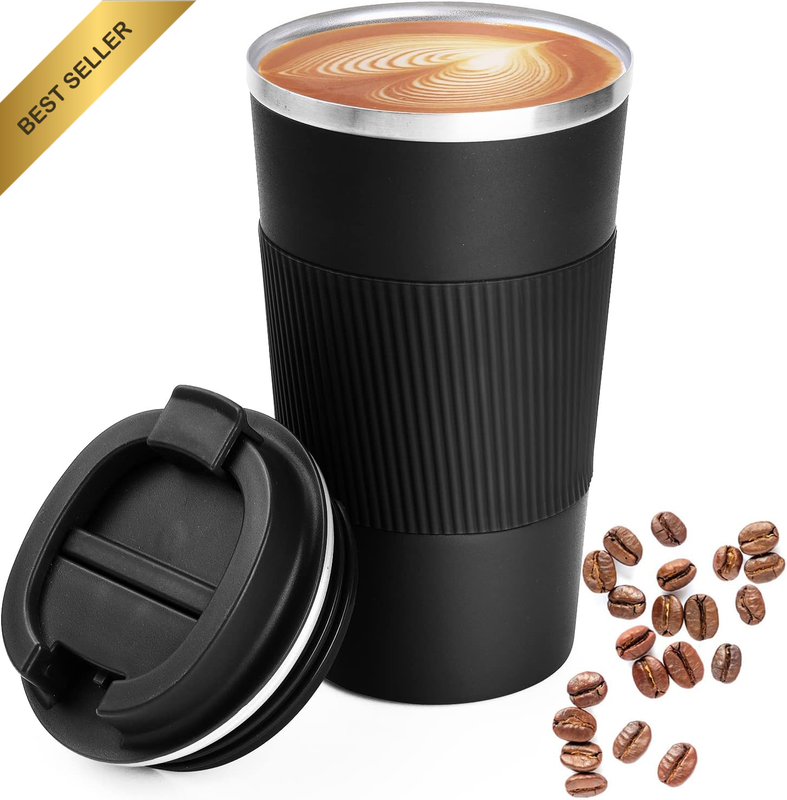 Travel Coffee Mug Spill Proof, Vacuum Insulated Coffee Mug 17Oz Stainless Steel