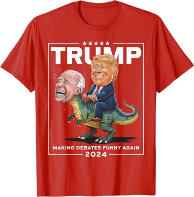 Presidential Debates 2024 Trump Riding Dinosaur F Joe Biden T-Shirt