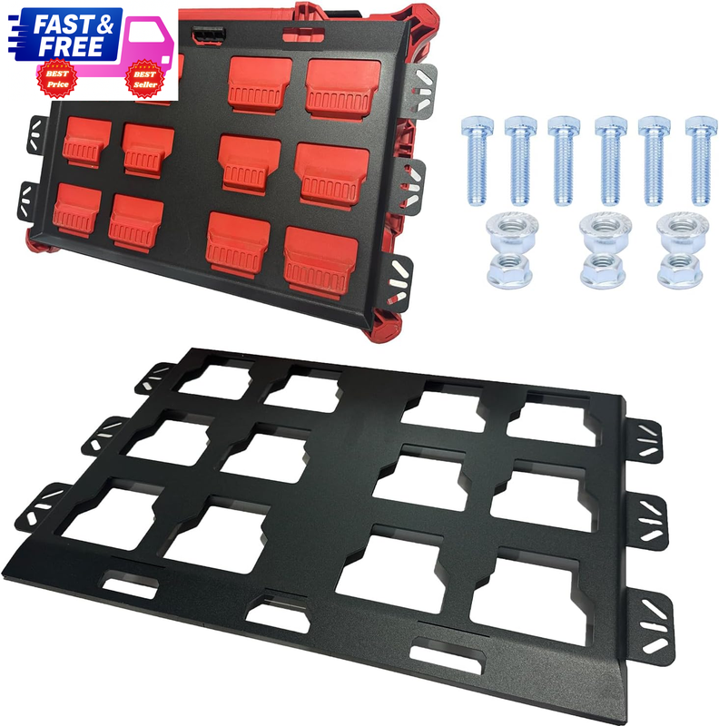 Packout Wall Mount Plate Full Width Metal Base for Milwaukee Packout Toolboxes