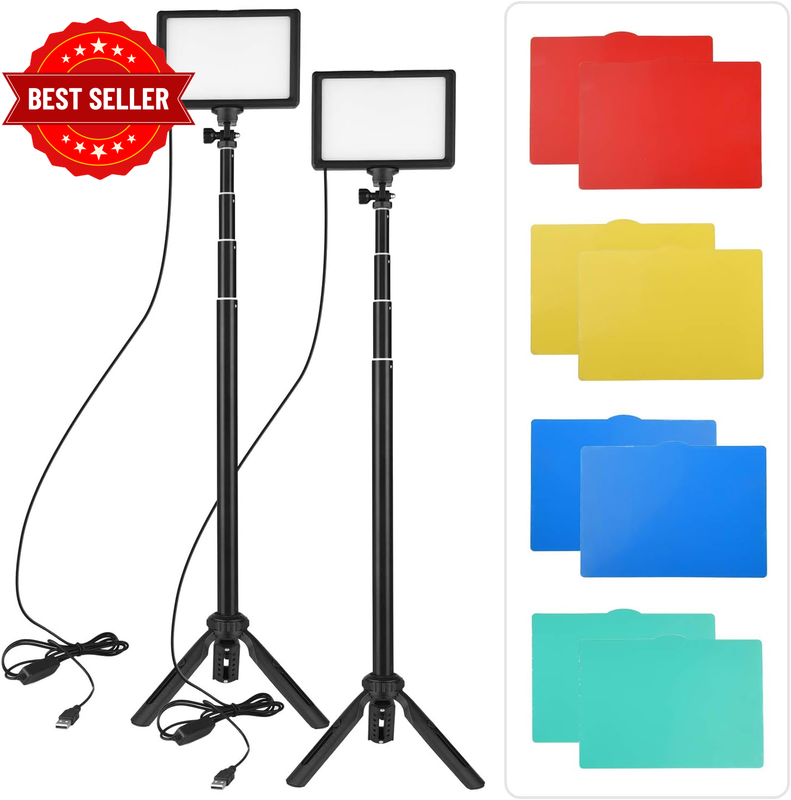 2Pcs USB LED Video Light Kit Photography Lighting 3200K-5500K 120Pcs Beads 14-Le