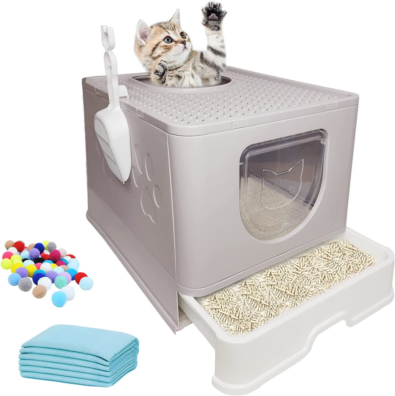 With Lid, Large Litter Box With Drawer Enclosed Kitty Li