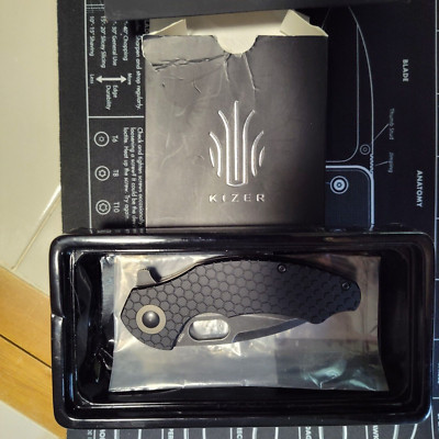Kizer V3477C2 Mini-Roach, flipper knife, black G10 scales, 154CM stainless steel