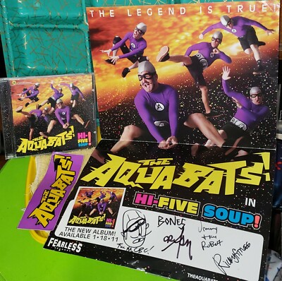 The Aquabats - Hi-Five Soup! Lot (CD 2011) W/ Signed Poster & Sticker ~ See Pics