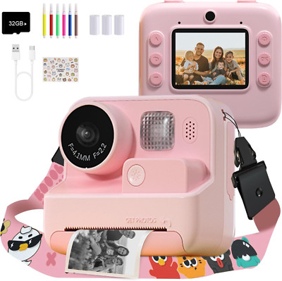 Mafiti Kids Camera Instant Print, 48MP Digital Camera with Zero Ink, Selfie 1080